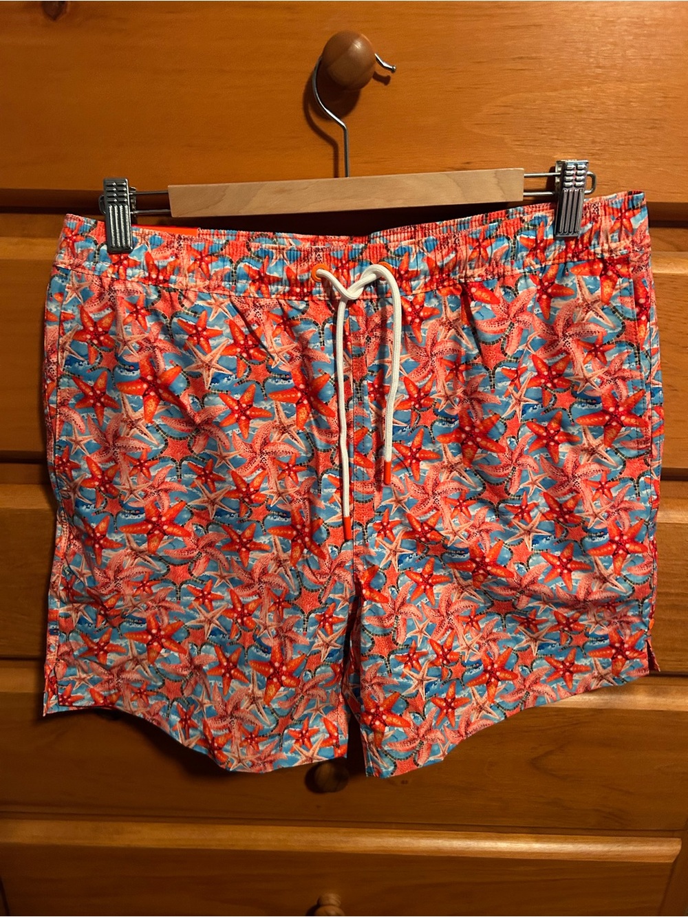 Men's SWIMS Coral & Aqua Starfish Swim Trunks Medium